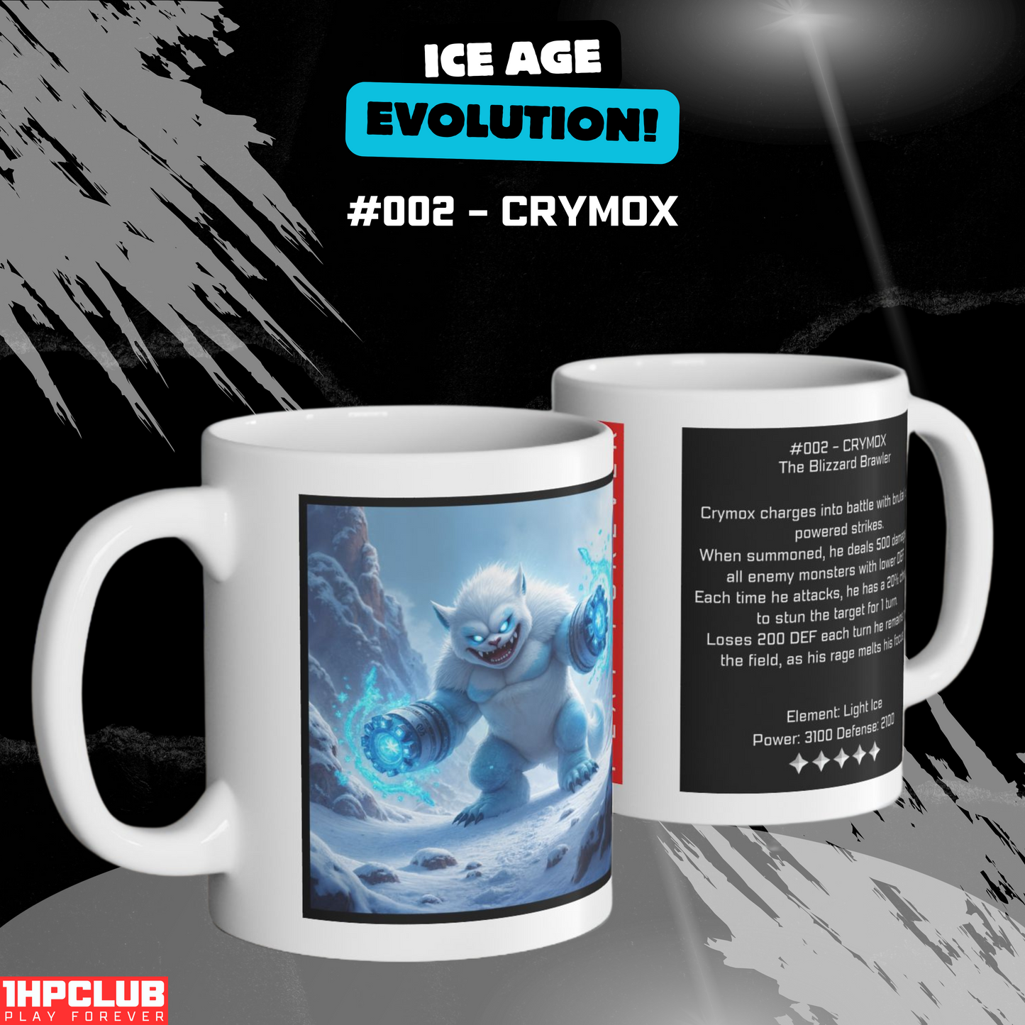 1HPCLUB – MugBeast League - Ice Age Evolution! #002 – Crymox Mug, Clutch Mode Coffee, Daily Grind Gear, Respawn Ready – 11oz