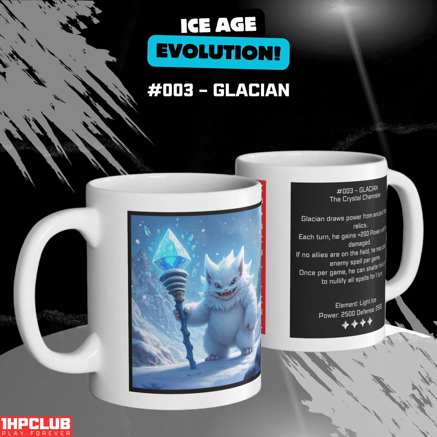 1HPCLUB – MugBeast League - Ice Age Evolution! #003 – Glacian Mug, Clutch Mode Coffee, Daily Grind Gear, Respawn Ready – 11oz