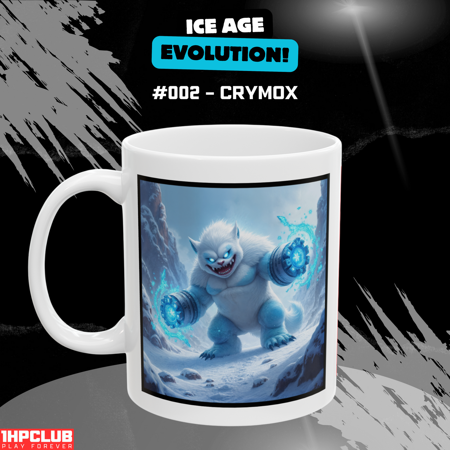 1HPCLUB – MugBeast League - Ice Age Evolution! #002 – Crymox Mug, Clutch Mode Coffee, Daily Grind Gear, Respawn Ready – 11oz