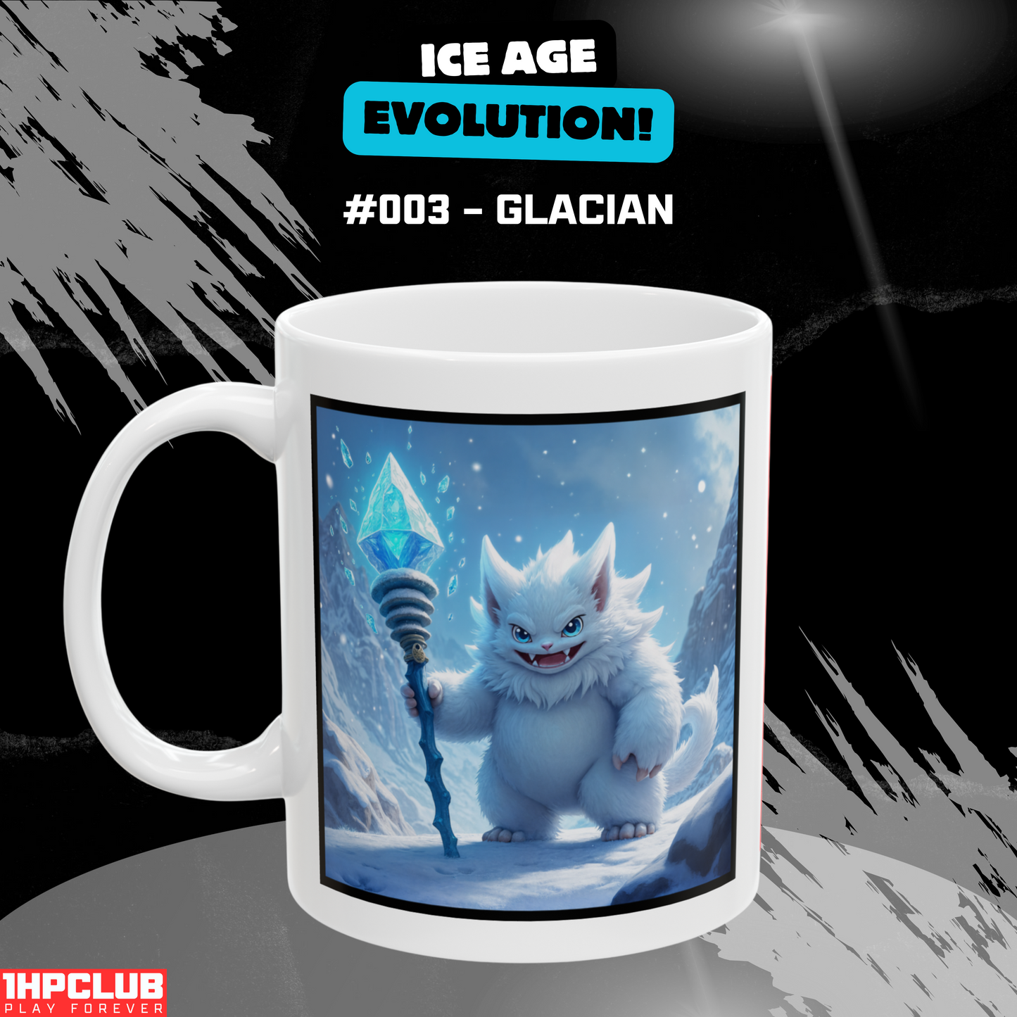 1HPCLUB – MugBeast League - Ice Age Evolution! #003 – Glacian Mug, Clutch Mode Coffee, Daily Grind Gear, Respawn Ready – 11oz